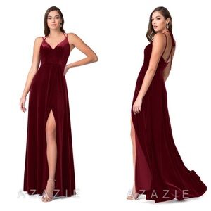 Azazie Sora Velvet dress in CABERNET Color Formal Brides Maid Dress Sz 16